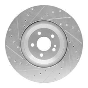 Mercedes-Benz E43 AMG Brake Rotor (1) - Rear Right - R1 Concepts - Drilled & Slotted - Silver - `17-`23